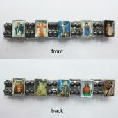 Hematite Beads and Alloy Spacer Religious Bracelet 7.8inch